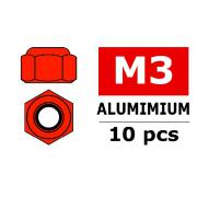 Aluminium zelfborgende zeskantmoer - M3 - Kleur naar keuze - 10 st