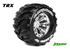 MT-CYCLONE - 1-8 Monster Truck Banden Set - Verlijmd op velg - Medium - 3.8" Velgen Chro