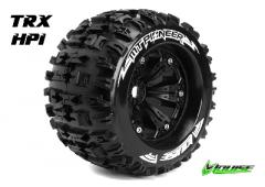 MT-PIONEER - 1-8 Monster Truck Banden Set - Verlijmd op velg - Medium - 3.8" Velgen Zwar