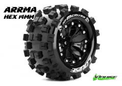 MT-ROCK - 1-10 Monster Truck Banden Set - Verlijmd op velg - Soft - 2.8" Velgen Zwart Ch