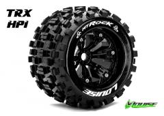 MT-ROCK - 1-8 Monster Truck Banden Set - Verlijmd op velg - Medium - 3.8" Velgen Zwart -