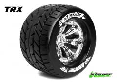 MT-ROCKET - 1-8 Monster Truck Banden Set - Verlijmd op velg - Medium - 3.8" Velgen Chroo