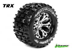 MT-SPIDER - 1-10 Monster Truck Banden Set - Verlijmd op velg - Soft - 2.8" Velgen Chroom