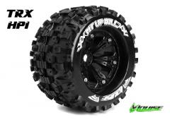 MT-UPHILL - 1-8 Monster Truck Banden Set - Verlijmd op velg - Medium - 3.8" Velgen Zwart