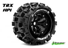 MT-MCROSS - 1-8 Monster Truck Banden Set - Verlijmd op velg - Medium - 3.8" Velgen Zwart