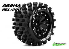 MT-ROCK - 1-10 Monster Truck Banden Set - Verlijmd op velg - Soft - 2.8" Velgen Zwart -