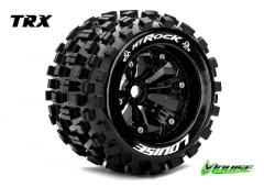 MT-ROCK - 1-8 Monster Truck Banden Set - Verlijmd op velg - Medium - 3.8" Velgen Zwart -