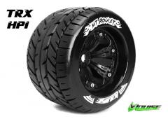 MT-ROCKET - 1-8 Monster Truck Banden Set - Verlijmd op velg - Medium - 3.8" Velgen Zwart