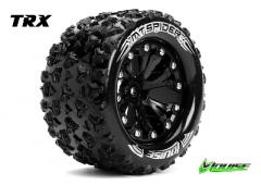 MT-SPIDER - 1-10 Monster Truck Banden Set - Verlijmd op velg - Soft - 2.8" Velgen Zwart