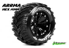 MT-CYCLONE - 1-10 Monster Truck Banden Set - Verlijmd op velg - Soft - 2.8" Velgen Zwart