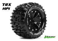 MT-PIONEER - 1-10 Monster Truck Banden Set - Verlijmd op velg - Soft - 2.8" Velgen Zwart