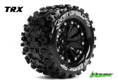 MT-UPHILL - 1-10 Monster Truck Banden Set - Verlijmd op velg - Soft - 2.8" Velgen Zwart