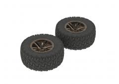 AR550007 Sidewinder 2 SC Tire Wheel Glued Black Chrome (2) (ARAC9647)