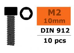 Cilinderkopschroef - Binnenzeskant - M2X10 - Staal - 10 st