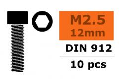 Cilinderkopschroef - Binnenzeskant - M2,5X12 - Staal - 10 st