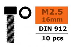 Cilinderkopschroef - Binnenzeskant - M2,5X16 - Staal - 10 st