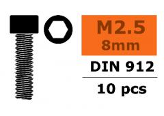 Cilinderkopschroef - Binnenzeskant - M2,5X8 - Staal - 10 st