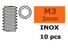 Stelschroef - Binnenzeskant - M3X3 - Inox - 10 st