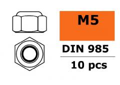 Zelfborgende zeskantmoer - M5 - Gegalvaniseerd staal - 10 st