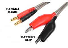 Laadkabel Pro "Banana 4mm" - Battery Clip - 40 cm - Flat silicone wire 14AWG