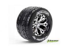 MT-ROCKET - 1-10 Monster Truck Banden Set - Verlijmd op velg - Soft - 2.8" Velgen Chroom