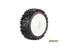 B-PIONEER - 1-8 Buggy Banden Set - Verlijmd op velg - Soft - Velgen Wit - Zeskant 17mm -