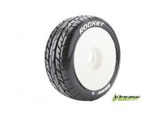 B-ROCKET - 1-8 Buggy Banden Set - Verlijmd op velg - Soft - Velgen Wit - Zeskant 17mm -