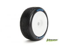 B-VIPER-JA - 1-8 Buggy Banden Set - Verlijmd op velg - Soft - Velgen Wit - Zeskant 17mm