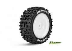 E-PIONEER - 1-10 Buggy Banden Set - Verlijmd op velg - Soft - Velgen Wit - Kyosho HEX 12