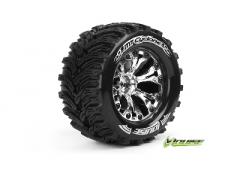 MT-CYCLONE - 1-10 Monster Truck Banden Set - Verlijmd op velg - Soft - 2.8" Velgen Chroo