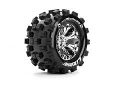 MT-MCROSS - 1-10 Monster Truck Banden Set - Verlijmd op velg - Soft - 2.8" Velgen Chroom