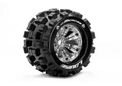 MT-MCROSS - 1-8 Monster Truck Banden Set - Verlijmd op velg - Medium - 3.8" Velgen Chroo