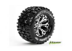 MT-PIONEER - 1-10 Monster Truck Banden Set - Verlijmd op velg - Soft - 2.8" Velgen Chroo