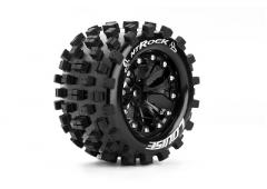 MT-ROCK - 1-10 Monster Truck Banden Set - Verlijmd op velg - Soft - 2.8" Velgen Zwart -