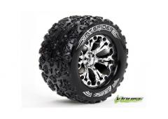 MT-SPIDER - 1-10 Monster Truck Banden Set - Verlijmd op velg - Soft - 2.8" Velgen Chroom