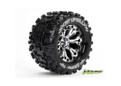 MT-UPHILL - 1-10 Monster Truck Banden Set - Verlijmd op velg - Soft - 2.8" Velgen Chroom