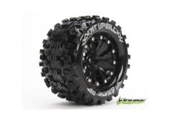 MT-UPHILL - 1-10 Monster Truck Banden Set - Verlijmd op velg - Soft - 2.8" Velgen Zwart