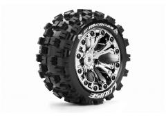 ST-MCROSS - 1-10 Stadium Truck Banden Set - Verlijmd op velg - Soft - 2.8" Velgen Chroom