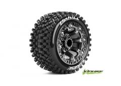 ST-UPHILL - 1-16 Truck Banden Set - Verlijmd op velg - Soft - 2.2" Velgen Zwart Chroom -