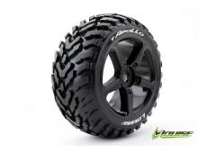 T-APOLLO - 1-8 Truggy Banden Set - Verlijmd op velg - Soft - Spaakvelgen Zwart - 0-Offse