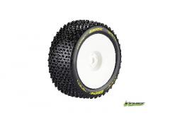 T-PIRATE - 1-8 Truggy Banden Set - Verlijmd op velg - Soft - Velgen Wit - 0-Offset - Zes