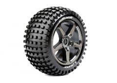 T-ROCK - 1-8 Truggy Banden Set - Verlijmd op velg - Soft - Spaakvelgen Zwart Chroom - 0-