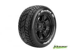 X-ROCKET - X-Maxx Banden Set - Verlijmd op Velg - SPORT - Velgen Zwart - Hex 24mm - 1 Pa