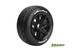 B-ROCKET - 1-5 Buggy Banden - Verlijmd op velg - SPORT - Velgen Zwart 24mm - Hex - Voor -