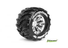 MT-CYCLONE - 1-8 Monster Truck Banden Set - Verlijmd op velg - Medium - 3.8" Velgen Chro