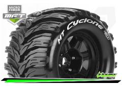 MT-CYCLONE - 1-8 Monster Truck Bandenset - Gemonteerd - Sport - 3.8 Bead Style Velgen Zwart - 0-Offs