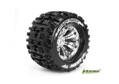 MT-PIONEER - 1-8 Monster Truck Banden Set - Verlijmd op velg - Medium - 3.8" Velgen Chro