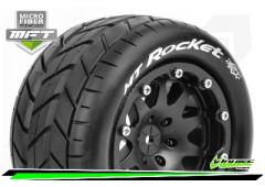 MT-ROCKET - 1-10 Monster Truck Bandenset - Gemonteerd - Sport - 2.8 Bead-Lock Velgen Zwart - 1/2-Off