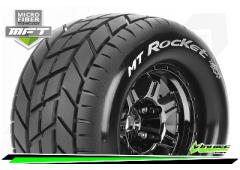 MT-ROCKET - 1-8 Monster Truck Bandenset - Gemonteerd - Sport - 3.8 Bead Style Velgen Zwart-Chrome -