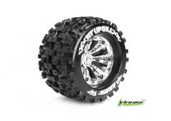 MT-UPHILL - 1-8 Monster Truck Banden Set - Verlijmd op velg - Medium - 3.8" Velgen Chroo